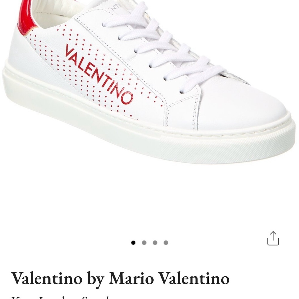 Valentino White Sneakers with Red Detailing